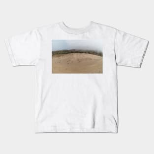 Panoramic Sandy Dune vista on a foggy day, near Point Mugu, California Kids T-Shirt